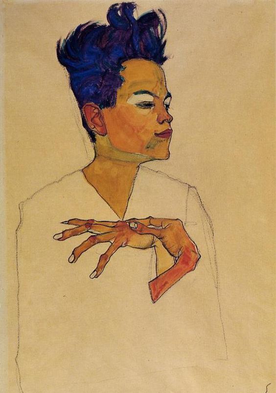 Egon Schiele, Self-Portrait with hands on chest